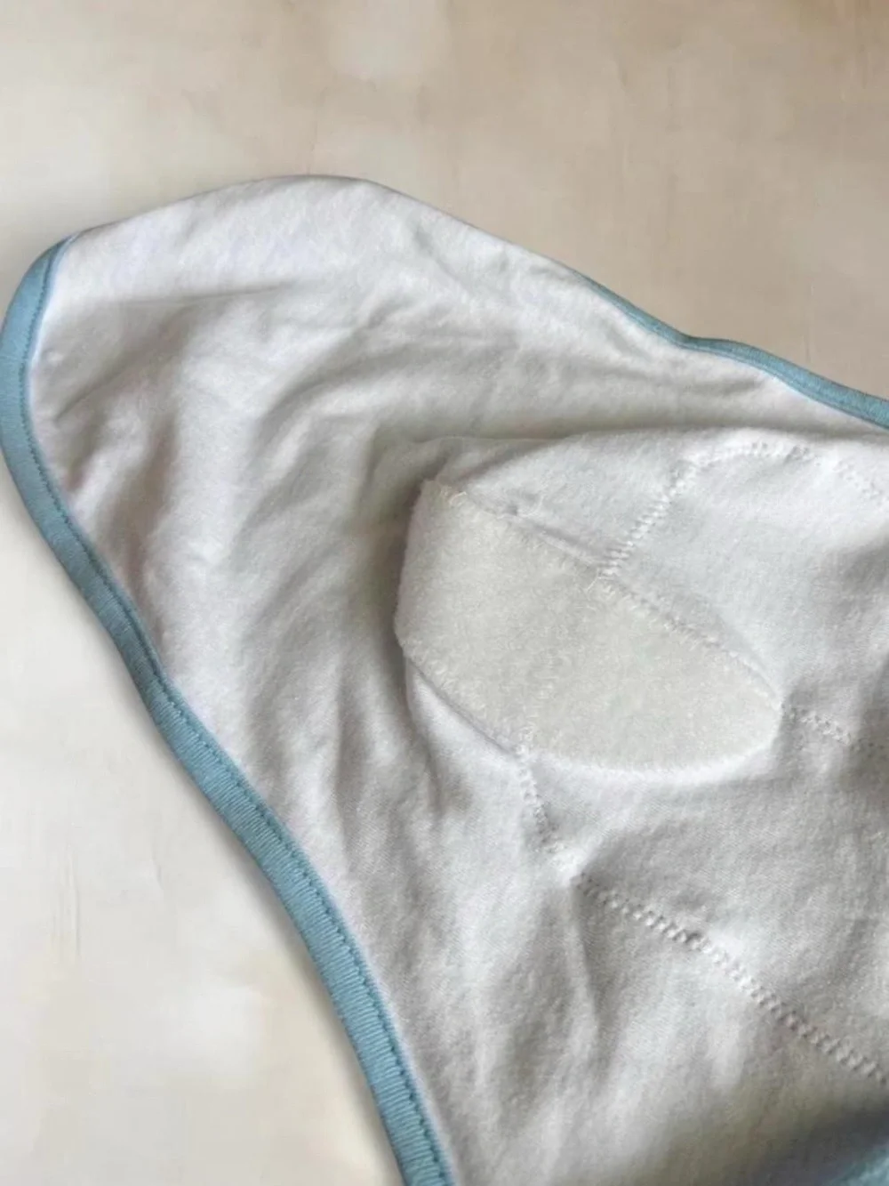 SwaddleMe Baby Sleep Sack Swaddle in White with Light Blue Trim